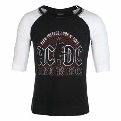 Unisex T-shirt With 3/4 Sleeves AC / DC - Hard As Rock - BL / WHT Raglan - ROCK OFF