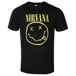 Men's T-shirt Nirvana - Yellow Smiley - Black - ROCK OFF