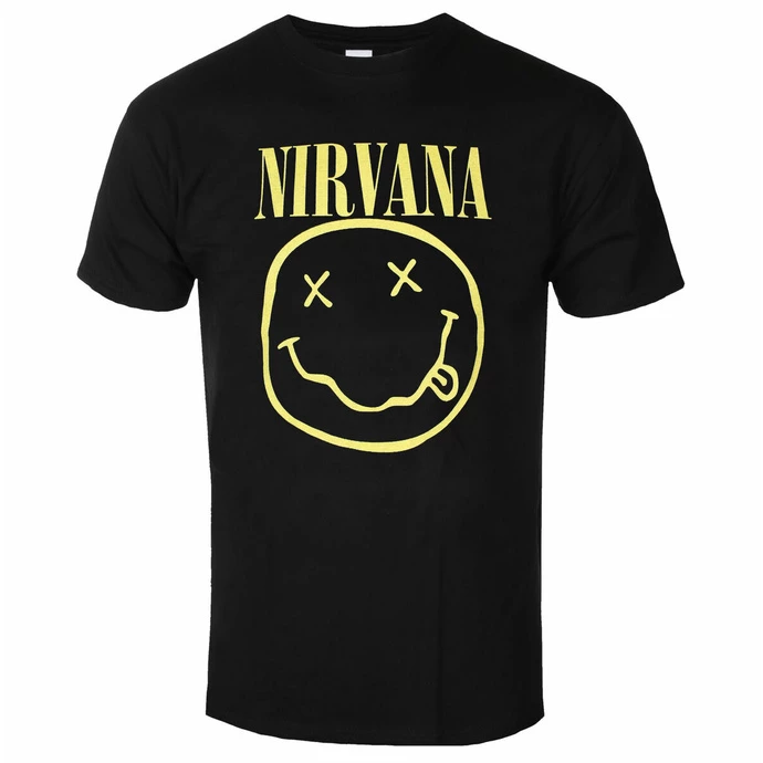 Men's T-shirt Nirvana - Yellow Smiley - Black - ROCK OFF 3 Men's T-shirt Nirvana - Yellow Smiley - Black - ROCK OFF