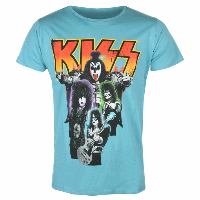 Men's T-shirt Kiss - Neon Band - BLUE - ROCK OFF 3 Men's T-shirt Kiss - Neon Band - BLUE - ROCK OFF