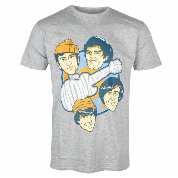Men's T-shirt Monkees - Vinyl Heads - GREY - ROCK OFF 3 Men's T-shirt Monkees - Vinyl Heads - GREY - ROCK OFF