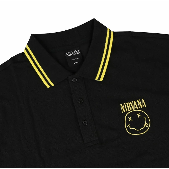 Men's T-shirt Nirvana - Yellow Smiley - Black - ROCK OFF 5 Men's T-shirt Nirvana - Yellow Smiley - Black - ROCK OFF - Image 3