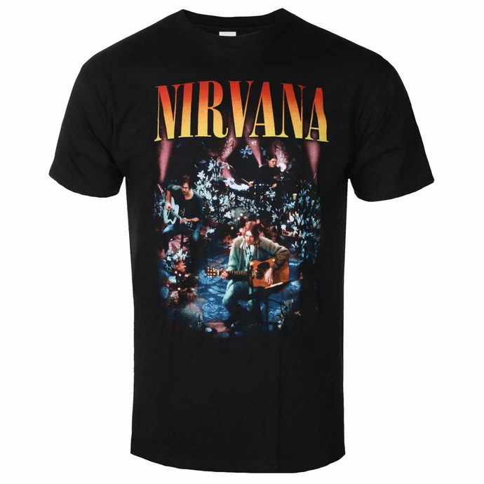 Men's T-shirt Nirvana - Unplugged Photo - Black - ROCK OFF 3 Men's T-shirt Nirvana - Unplugged Photo - Black - ROCK OFF