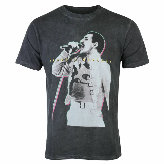 Men's T-shirt Queen - Freddie Mercury - Glow - Black - ROCK OFF 3 Men's T-shirt Queen - Freddie Mercury - Glow - Black - ROCK OFF