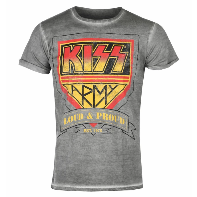 Men's T-shirt KISS - ARMY - Loud & Proud Distressed Logo Urban - Grey - HYBRIS 3 Men's T-shirt KISS - ARMY - Loud & Proud Distressed Logo Urban - Grey - HYBRIS