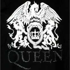 Men's T-shirt Queen - Crest Diamante Logo - BLACK - ROCK OFF -Men T-Shirts Online Store 130762 saw074