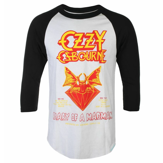 Men's T-shirt With 3/4 Sleeves DIAMOND X OZZY OSBOURNE - Diary Of A Madman Raglan - White Black 3 Men's T-shirt With 3/4 Sleeves DIAMOND X OZZY OSBOURNE - Diary Of A Madman Raglan - White Black