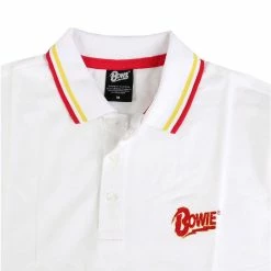 Men's T-shirt David Bowie - Flash - Logo Uni - WHT Polo - ROCK OFF -Men T-Shirts Online Store 24cutoass