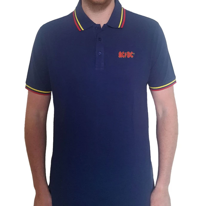 Men's T-shirt AC / DC - Classic Logo - NAVY Polo - ROCK OFF 3 Men's T-shirt AC / DC - Classic Logo - NAVY Polo - ROCK OFF