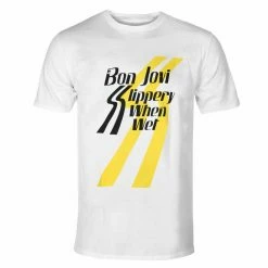Men's T-shirt Bon Jovi - Slippery When Wet - WHITE - ROCK OFF