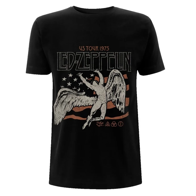 Men's T-shirt Led Zeppelin - US 1975 Tour Flag - Black 3 Men's T-shirt Led Zeppelin - US 1975 Tour Flag - Black