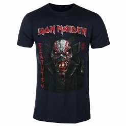 Men's T-shirt Iron Maiden - Senjutsu Back Cover Vertical Logo - NAVY - ROCK OFF