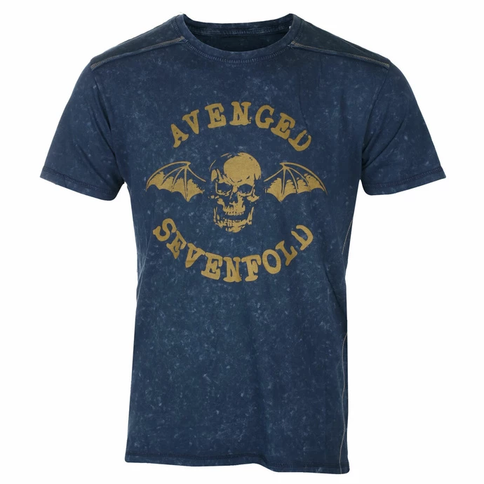 Men's T-shirt Avenged Sevenfold - Logo Snow Wash - NAVY - ROCK OFF 3 Men's T-shirt Avenged Sevenfold - Logo Snow Wash - NAVY - ROCK OFF