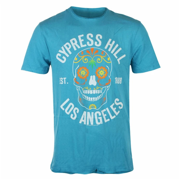 Men's T-shirt CYPRESS HILL - FLORAL SKULL - TEAL PANTHER - AMPLIFIED 3 Men's T-shirt CYPRESS HILL - FLORAL SKULL - TEAL PANTHER - AMPLIFIED