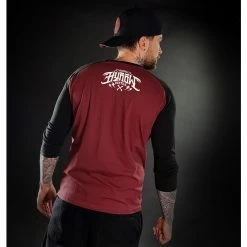 Men's T-shirt With 3/4 Sleeves HYRAW - BLAZON RED -Men T-Shirts Online Store hyraw t shirt homme raglan 34 blazon red 2