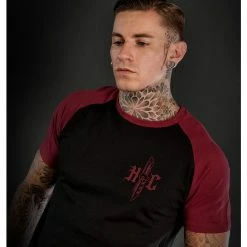 Men's T-shirt HYRAW - DISORDER RED -Men T-Shirts Online Store hyraw t shirt homme raglan disorder red 4