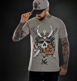 Men's T-shirt HYRAW - SAMOURAI - Graphic -Men T-Shirts Online Store hyraw t shirt homme samourai grey 4