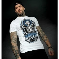 Men's T-shirt HYRAW - Graphic - SKULL AND BONES - WHITE -Men T-Shirts Online Store hyraw tee shirt blanc homme skull and bones white 4
