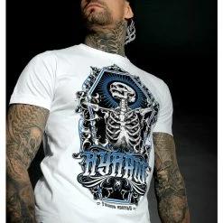 Men's T-shirt HYRAW - Graphic - SKULL AND BONES - WHITE -Men T-Shirts Online Store hyraw tee shirt blanc homme skull and bones white 5