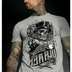 Men's T-shirt HYRAW - Graphic - DEATH AWAITS GRIS -Men T-Shirts Online Store hyraw tee shirt gris homme death awaits 1