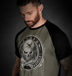 Men's T-shirt HYRAW - BLAZON - GREY -Men T-Shirts Online Store hyraw tee shirt raglan homme blazon grey 1