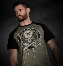 Men's T-shirt HYRAW - BLAZON - GREY -Men T-Shirts Online Store hyraw tee shirt raglan homme blazon grey 4