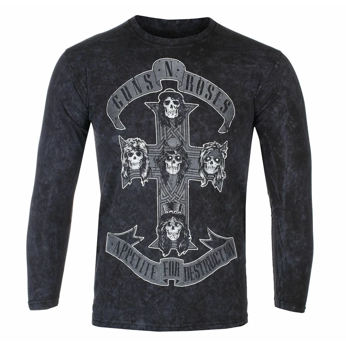 Men's Long-sleeved T-shirt Guns N' Roses - Monochrome Cross - BLACK Dip-Dye - ROCK OFF 3 Men's Long-sleeved T-shirt Guns N' Roses - Monochrome Cross - BLACK Dip-Dye - ROCK OFF