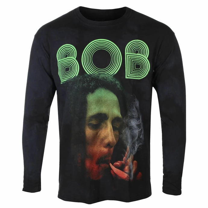 Men's Long-sleeved T-shirt Bob Marley - Smoke Gradient - BLACK - Dip-Dye 3 Men's Long-sleeved T-shirt Bob Marley - Smoke Gradient - BLACK - Dip-Dye