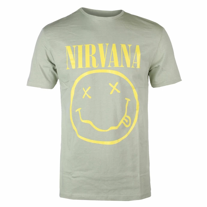 Men's T-shirt Nirvana - Yellow Smiley - GREEN - ROCK OFF 3 Men's T-shirt Nirvana - Yellow Smiley - GREEN - ROCK OFF