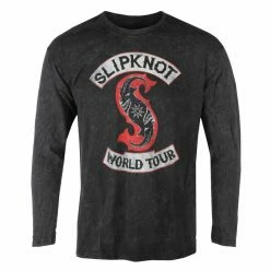 Men's Long-sleeved T-shirt Slipknot - Patched Up - Black Dip-Dye - ROCK OFF