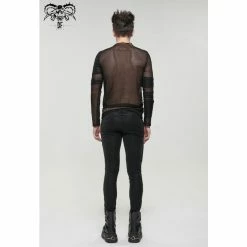 Men's Long-sleeved T-shirt DEVIL FASHION - Chainsaw Punk Mesh Bandage -Men T-Shirts Online Store tt174 13