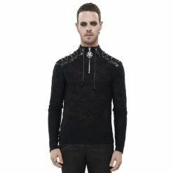 Men's Long-sleeved T-shirt DEVIL FASHION - Cultist Punk Pentagram